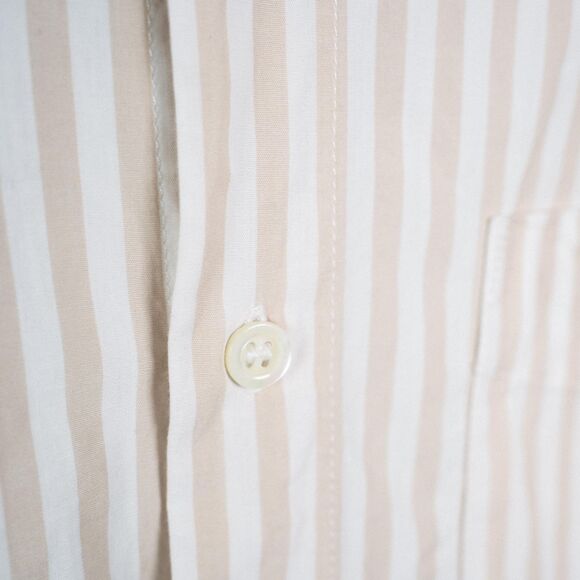 A.P.C. Rue Madame Paris | White Beige Striped Shirt | Medium | 100% Cotton - Picture 4 of 5